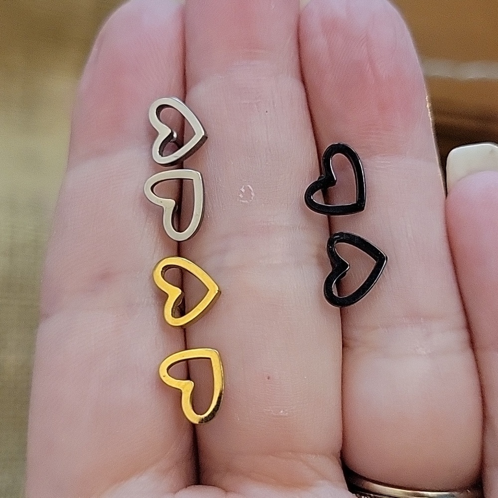 Abstract Heart Stud Earrings, choice of color